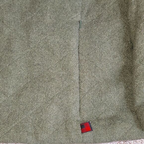 WOOLRICH Olive Heather 100% Wool Full Zip Quilt Stitch Jacket w Pockets Women XL - Picture 2 of 8